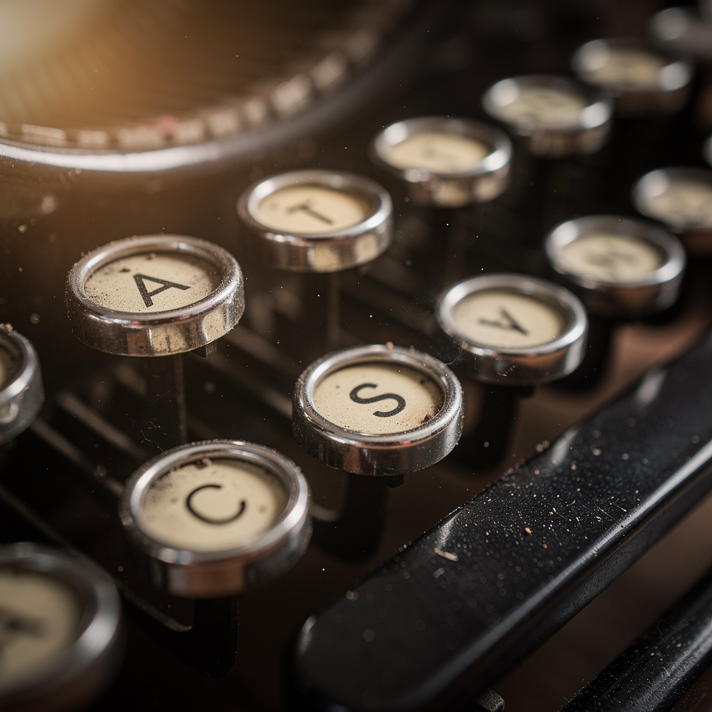 Close-up of antique typewriter keys